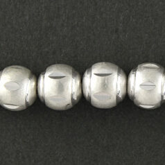 Bead, 8mm Round Satin Silver Bead with 2 circle and cuts around the bead, holesize: 1.2mm - Silver Plated Brass