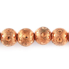 Bead, 6mm Round Satin Copper Bead with Sparkles, holesize: 1mm - Copper Plated Brass