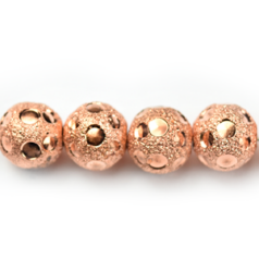 Bead, 8mm Round Satin Copper Bead with Sparkles, holesize: 1mm - Copper Plated Brass