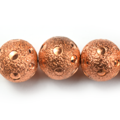 Bead, 12mm Round Satin Copper Bead with Sparkles, holesize: 1mm - Copper Plated Brass