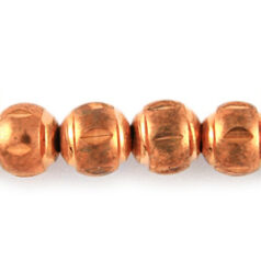 Bead, 6mm Round Satin Copper Bead with 2 circle and cuts, holesize: 1.2mm - Copper Plated Brass