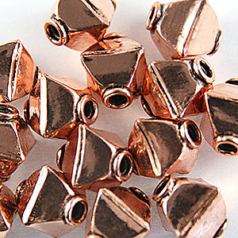 Bead, 10mm length 8mm width Copper Cube Bicone Bead, holesize: 2mm - Copper Plated Brass