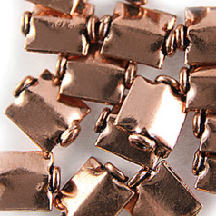 Bead, 10mm length 8mm width Copper Flat Rectangle bead, holesize: 1.5mm, thickness: 3mm - Copper Plated Brass