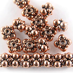 Bead, 7mm length 4mm width Copper Spacer bead with spacer, holesize: 1mm - Copper Plated Brass