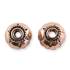 Bead Cap, 10mm diameter 4.5mm depth Copper Bead Cap, holesize: 2mm - Copper Plated Brass
