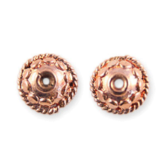 Bead Cap, 8mm diameter 4mm depth Bright Copper Bead Cap, holesize: 1mm - Copper Plated Brass