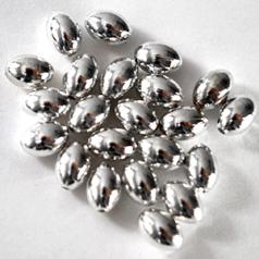 Bead, 4x6mm Oval Gold Plated Metal bead, holesize: 0.75mm - Silver