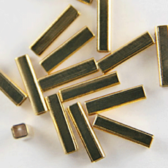 Metal bead, lead free gold plated brass, 10x2mm rectangle tube (hole size:1.5mm)