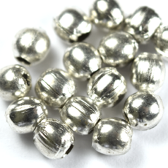 Bead, 5mm Brass Round bead, holesize: 1mm - Silver
