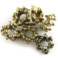 Bead, 8mm Round Bumble bead, holesize: 3mm - Antique Gold