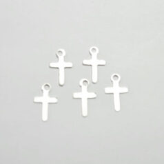 Pendant, 10x6mm Cross Siler Plated Pendant, holesize: 1mm - Silver Plated
