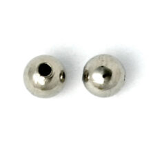 Bead, 5mm Round Metal bead, holesize: 1.5mm - Nickel