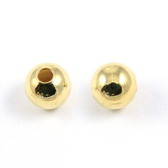 Bead, 8mm Round Metal bead, holesize: 2.5mm - 24K Gold