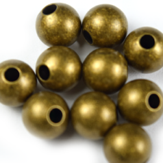 Bead, 8mm Round Metal bead, holesize: 2.5mm - Antique Bronze