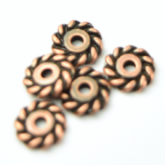 Bead, Heishi Spacer - 7mm Rope - Ant Copper