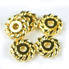 Bead, Heishi Spacer - 7mm Rope - 24K Gold