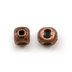 Bead, 3mm Round Indented Metal Bead - Antique Copper