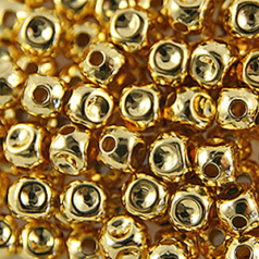 Bead, 6mm Round Indented Metal Bead - 24K Gold