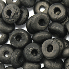 Bead, Bone Carved 8x3mm Disc in Dyed Black (Hole Size 1.5mm)