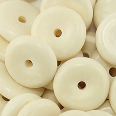 Bead, Bone 15x4mm Disc in White (Hole Size 2.5mm)