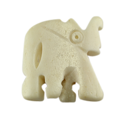 Bead, Bone 21x20mm Elephant bead with hole through middle - White (Hole: 2mm)