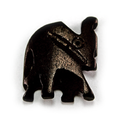 Bead, Bone 21x20mm Elephant bead with hole through middle - Black (Hole: 2mm)
