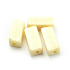 Hand Carved Bone, 13x5mm Rectangle Tube (hole size 2mm) - White