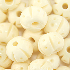 Bead, Bone 12mm Carved Round in White (Hole Size 2.5mm)