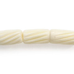Bead, Bone Tube 12x7mm with Spiral Grooves in White (Hole Size 2mm)