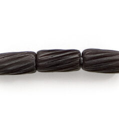 Bead, Bone Tube 12x7mm with Spiral Grooves in Dyed Black (Hole Size 2mm)