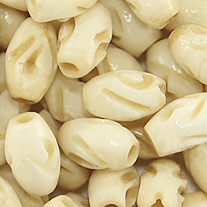 Bead, Bone 8x6mm Oval Tube Carved with design of leaves in Tea Dyed (Hole Size 2mm)