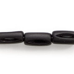 Bead, Bone Tube 12x7mm Carved with Grooves in Dyed Black (Hole Size 2mm)