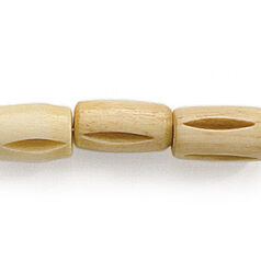 Bead, Bone Tube 12x7mm Carved with Grooves in Tea Dyed (Hole Size 2mm)