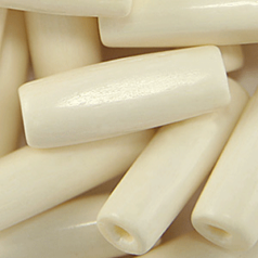 Bead, Bone 25x9mm Oval Tube - White