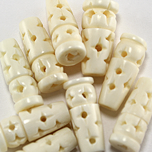 Hand Carved Bone, 17x7mm Carved Tube (hole size 2mm) - White