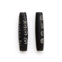 Bead, Bone 25x6mm Tube in Black with White Bone Patterns (Hole Size 2mm)