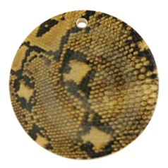 Pendant,45mm Round Resin Pendant with Snake Skin Pattern (Thickness 5mm, Hole Size 3mm)
