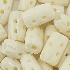 Bead, Bone 14x8mm Oval Shape Carved and Drilled with holes in White (Hole Size 2mm)