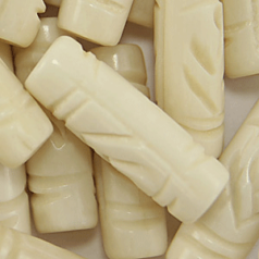 Bead, Bone 24x8mm Tube Carved with pattern in Tea Dyed (Hole Size 2.5mm)