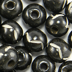 Bead, Bone 8mm Round Carved in Black and White (Hole Size 2mm)
