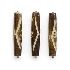 Bead, Bone 1 inch Carved Bone Pipe in Black and White
