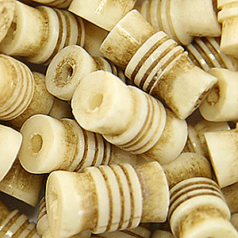 Bead, Bone 13x7mm Carved Tube in Tea Dyed (Hole Size 2mm)