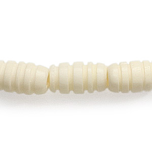 Bead, Bone 12x7mm Handcarved Beehive Tube in White (Hole Size 2mm)