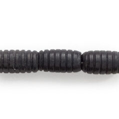 Bead, Bone 12x7mm Handcarved Beehive Tube in Dyed Black (Hole Size 2mm)