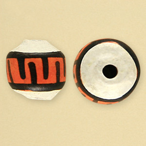 Bead, Hand Made Peruvian Clay Bead 5mm Round - Orange (Hole Size 0.5mm)