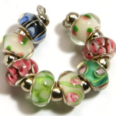 9x13mm Pandora style lampwork bead with silver plated core