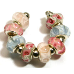 9x13mm Pandora style lampwork bead with silver plated core