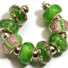 9x13mm Pandora style lampwork bead with silver plated core