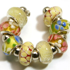 9x13mm Pandora style lampwork bead with silver plated core