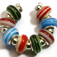 9x13mm Pandora style lampwork bead with silver plated core
